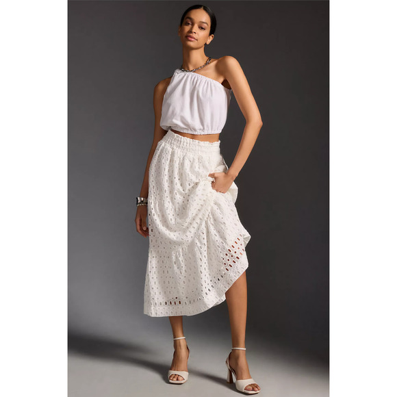 NWT Anthropologie Somerset White Maxi Skirt: Eyelet Edition - Large - Picture 1 of 6
